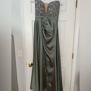 Green studded prom dress